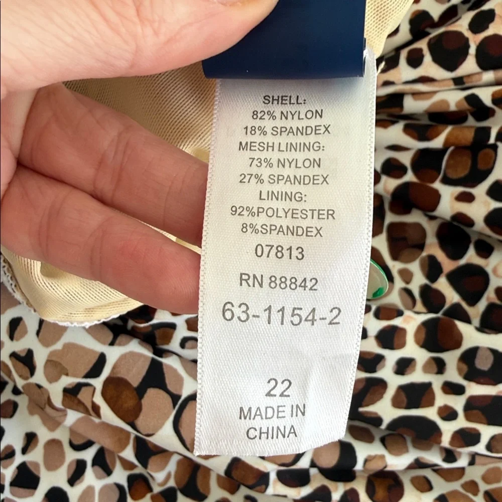 SWIMSUITS FOR ALL Animal Print One Shoulder SwimDress Size 22